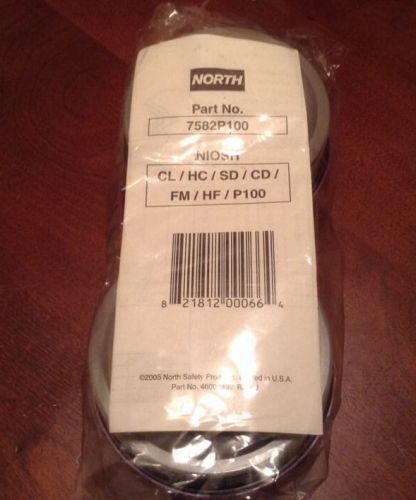 North 7582P100, Acid Gas Cartridge &amp; P100 Filter 2 Per Pack