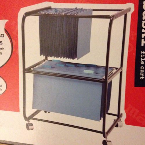 BASKI BRAND Portable Black 2-Tier Metal Rolling File Cart NEW IN BOX