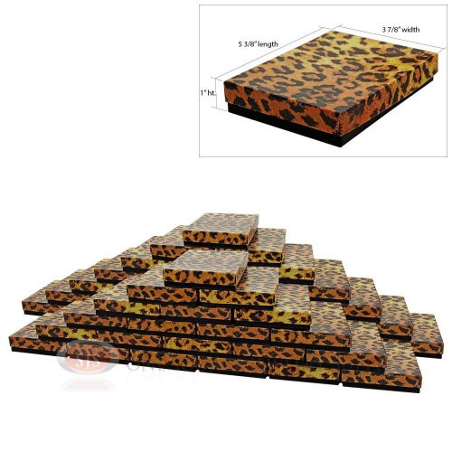 50 Leopard Print Cotton Filled Jewelry Gift Boxes 5 3/8&#034; x 3 7/8&#034; x 1&#034;H