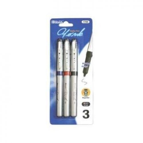 Bazic BAZIC York Asst. Color Jumbo Rollerball Pen w/ Grip (3/Pack)