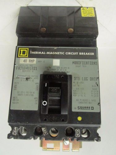 SQUARE D 40 AMP 3 POLE I-LINE CIRCUIT BREAKER W/ SHUNT FA360401021  ....  VD-228