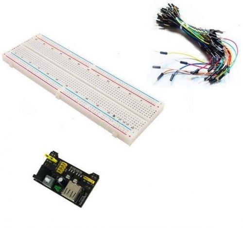 MB102 Power Supply Module 3.3V 5V+65PCS Jumper cables+Breadboard Board 830 Point