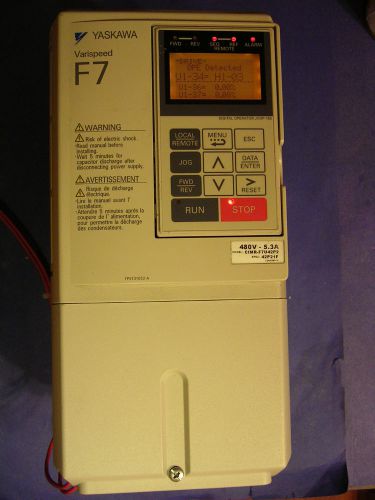 YASKAWA F7  CIMR-F7U42P2 480V/3HP VARIABLE FREQUENCY AC DRIVE