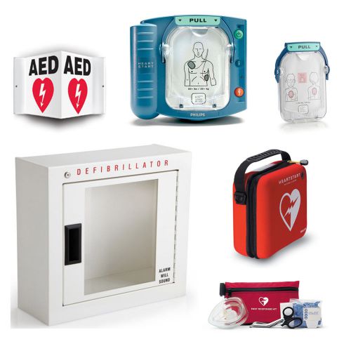 Philips heartstart defibrillator w/ wall mount for sale