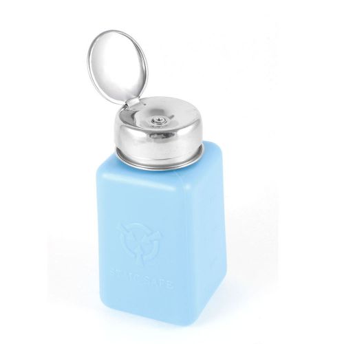 Blue Plastic Liquid Alcohol Bottle Pot Container 200ML w Metal Cap