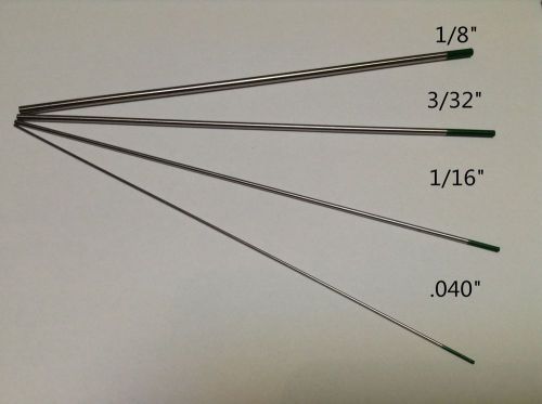 12 PCS of 1/8&#034;,3/32&#034;,1/16&#034;,.040&#034;,* 7&#034;,Green WP,Pure Tungsten TIG Electrodes .