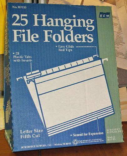 48 SCM HANGING FILE FOLDERS, 1/5 CUT, LETTER SIZE - STANDARD GREEN