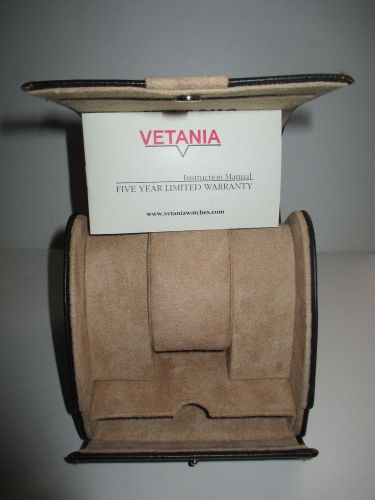 VETANIA WATCH CASE PEBBLE BROWN LEATHER SUEDE WARRANTY CARD