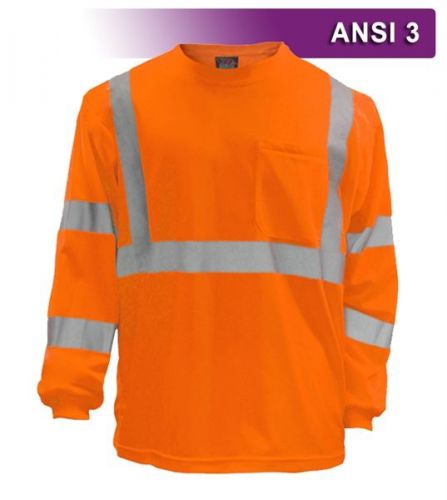 Reflective apparel safety long sleeve orange hi viz work shirt ansi 3 vea-204-st for sale