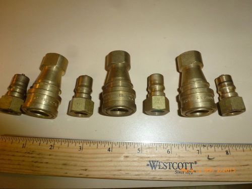 Lot of 7 Brass Hydraulic Quick Disconnect Set by Hansen B2K16 / 2-HK Series