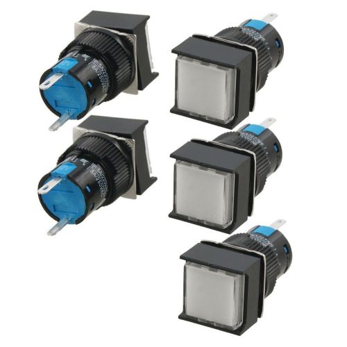 5 Pcs DC12V 2Pin White Square Neon Indicator Light Pilot Signal Lamp