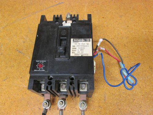 Westinghouse 4979D06G03 Circuit Breaker 120VAC 5Amp 60Hz 1A 1B AUX SW Used