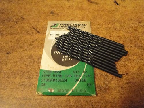 12 Precision Twist Drill Bits, #24, .0152in, all unused