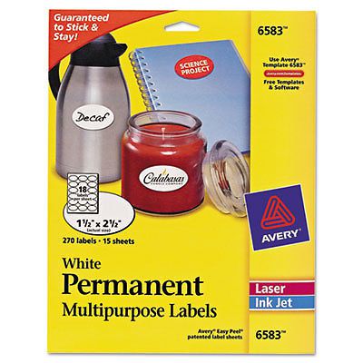 Oval Multi Use Labels, 1 1/2 x 2 1/2, Matte White, 270/PK 6583