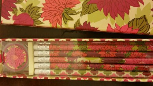 Vera Bradley Hello Dahlia Pencil Box Set  #11270057  -New