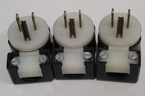 Set of (3) Leviton Straight Blade Angled Plug NEMA 5-15 15A 125V GRDG