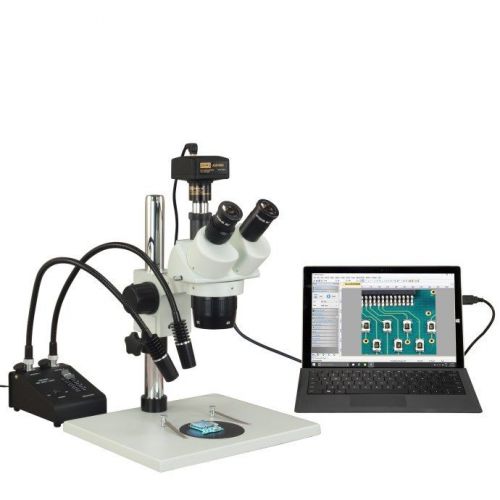 Trinocular 10X-20X-40X-80X 14MP Digital Stereo Microscope+6W Gooseneck Light