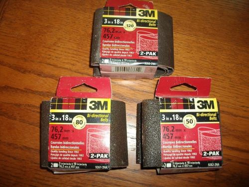 3M 3x18&#034; Sanding Belt 120  9260-2 2Pak, 80  9261-2  2 Pak, and 50  9262-2 1 Pak.