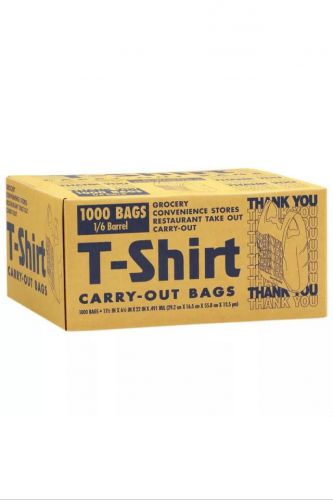 NEW 1000 T-Shirt Carry Out Plastic Bags Recyclable Retail Grocery Shopping WHITE