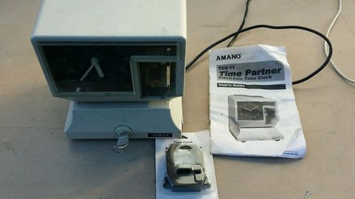 Amano tcx-11 time clock recorder tcx11 tcx 11 with key extra ribbon manual for sale