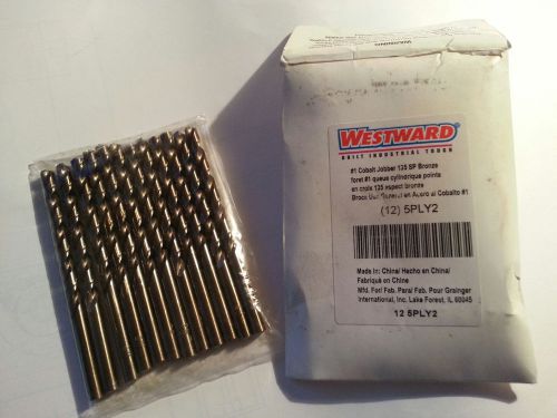 (12) Bits,  NO. #1 WESTWARD 5PLY2 Jobber Drill Bit, HSS, Black Oxide .2280 dia.