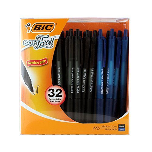 Ball Point Pen Pack of 32 BIC Soft Feel Retractable Assorted Ink Medium Point