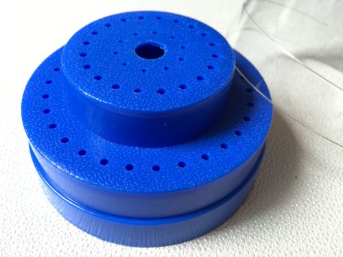 1 Pc Blue Round Dental Burs Holder Block Case 60 Holes Slots with Plastic Lid