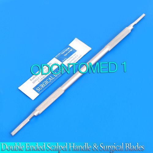 DOUBLE ENDED SIEGEL SCALPEL HANDLE #3 #4 +20 STERILE SURGICAL BLADES #11 #21