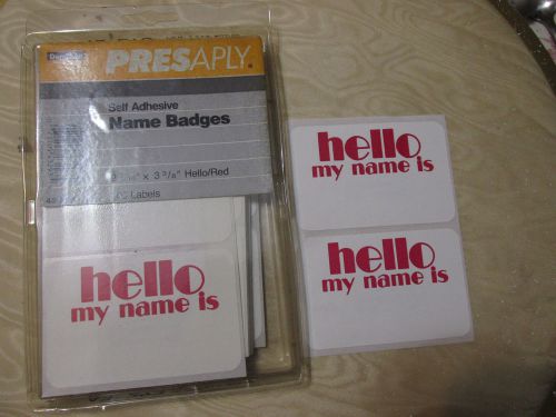 100 Red Hello My Name is stickers 70s font Dennison old office supplies