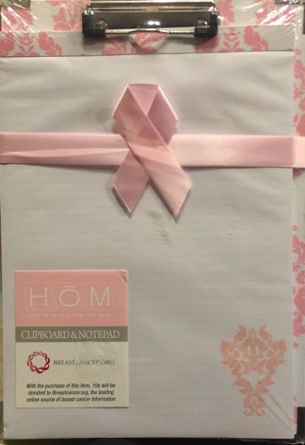 Breast cancer awareness clipboard &amp; notepad pink white gift set stationery set for sale