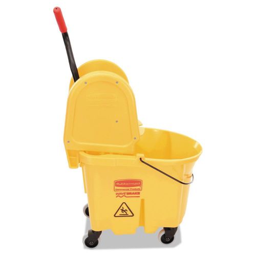 Rubbermaid Commercial WaveBrake 35 Quart Bucket Wringer Yellow Rolls Movable