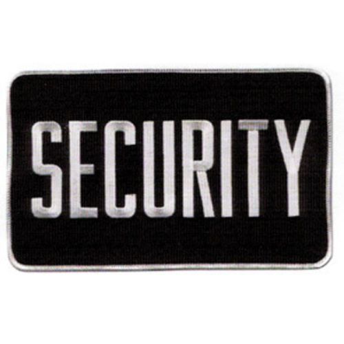 MEDIUM SECURITY PATCH BADGE EMBLEM  5 inches x 7 1/2 inches WHITE/BLACK