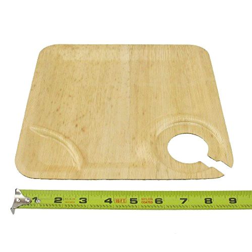 Kitchen Supply Serving Bamboo Leaf Square Plate Glass Holder 9&#034; 23cm Dining Bar