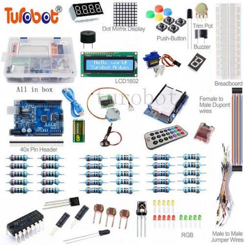 UNO R3 Starter Kit 1602 LCD Servo Motor Dot Matrix Breadboard LED for Arduino