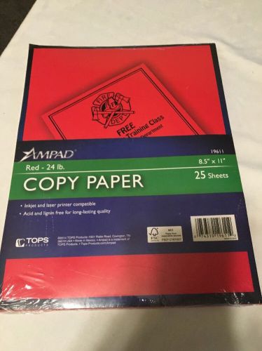 Ampad copy paper Red 24 lb.  25 sheets