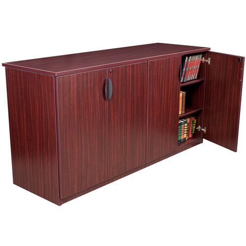 CONTEMPORARY OFFICE CREDENZA CABINET STORAGE Furniture Mahogany Cherry 72&#034; NEW