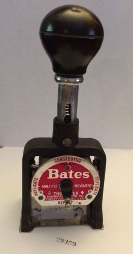 Bates Multiple Movement Numbering Machine, 6 Wheels, Re-Inkable, Serial D479518