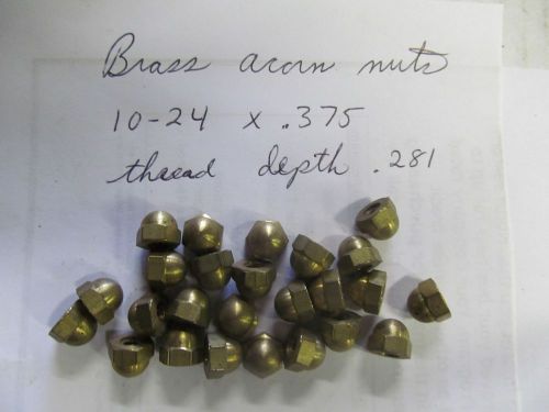 (30) brass acorn nuts, 10-24 x 3/8&#034;, 9/32&#034; thread depth, made in usa for sale