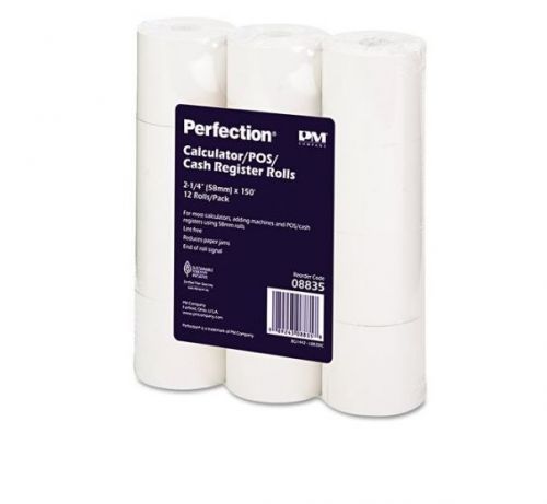 One-Ply Adding Machine/Calculator Rolls Register Paper, 12 pack, White