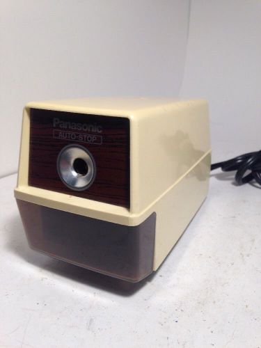 Vintage PANASONIC KP-100 Desktop Electric Pencil Sharpener CREAM &amp; WOOD GRAIN