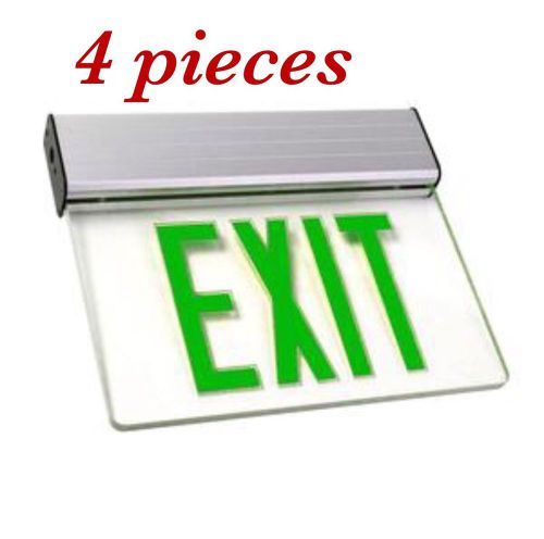 Edge Lit LED Exit Sign Double Face Battery Backup 120/277V, Lot 4 Pieces