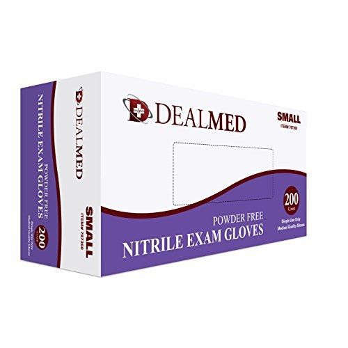 dealmed Disposable Nitrile Exam Powder Free Gloves, 200 Count, Size Small
