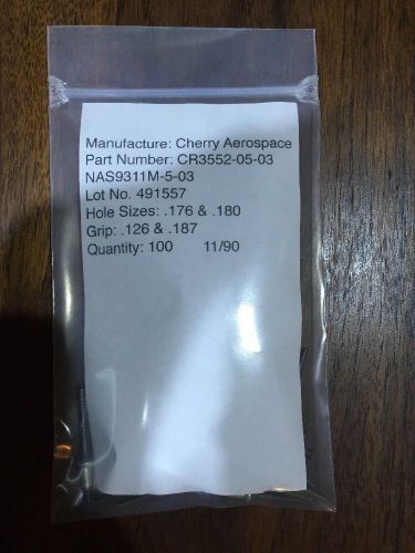 NEW CherryMax Rivets CR3552-05-03 NAS9311M-5-03 100pack Textron Aircraft Rivets