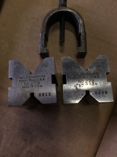 Pair of L.S. STARRETT Co. No. 278 V-BLOCKS &amp; CLAMP