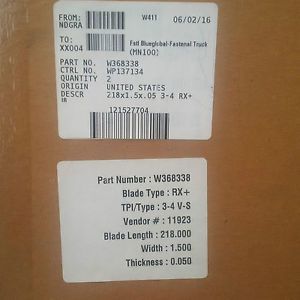 2 Lenox RX+ Bandsaw Blades  218&#034; x 1.5&#034; x .050