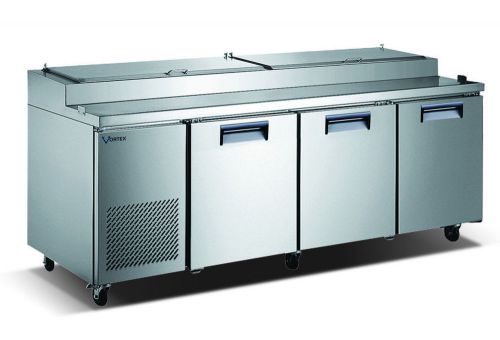 Vortex refrigeration 3 solid door commercial pizza prep table v-93ppt-3 for sale