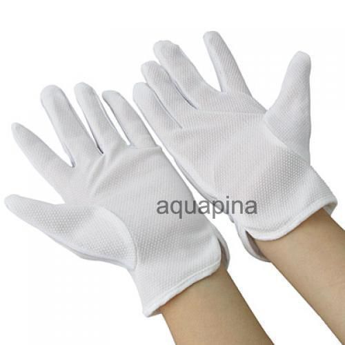 1 Pair PC Computer Working Anti-skid Antiskid Anti-static White Gloves