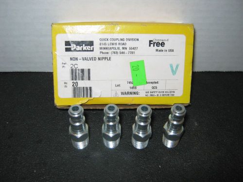 4-2C Parker 1/4&#034; Quick Coupler Non-Valved Nipples (Tru-Flate) 1/4&#034;NPT (New)