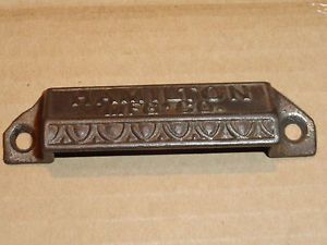 Vintage Unique Printing Industrial ornate Hamilton Cast Iron Case/Drawer Pull