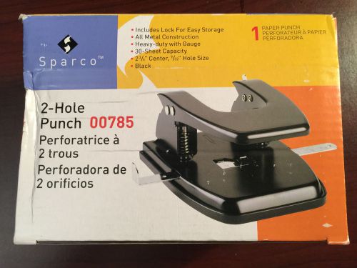 NEW Sparco Heavy Duty 2 Hole Punch 30 Sheet Capacity Black 00785 SPR00785